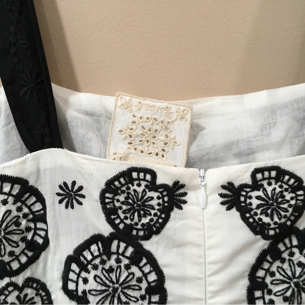Johnny Was Womens L Mel Embroidered Midi Dress White Black Cotton Boho Parisian - Picture 6 of 9